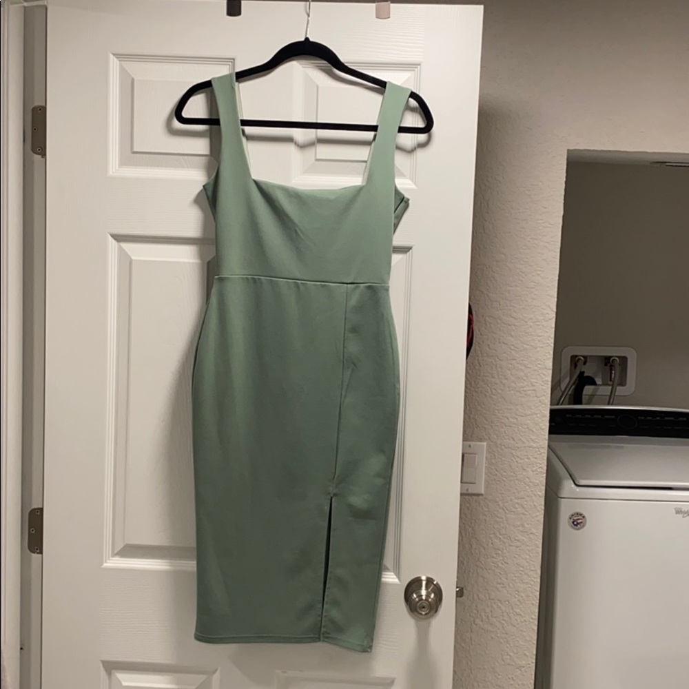 Sage green midi dress, size 4, Nasty Gal
